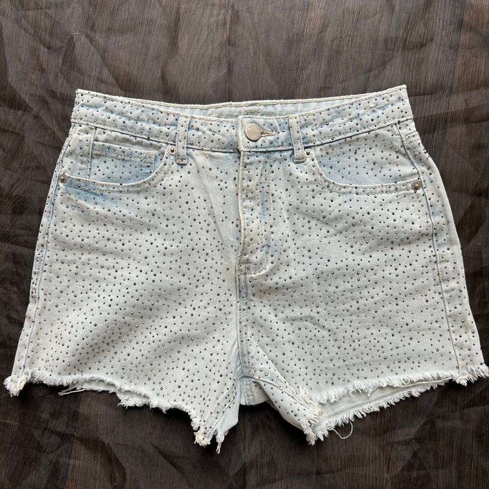Copper Flash Silver Studded Light Wash Shorts Size 4